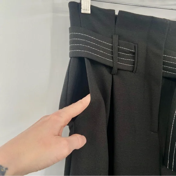 NWT Topshop Paperbag High Waist Black Career Trousers 4 - Picture 2 of 10